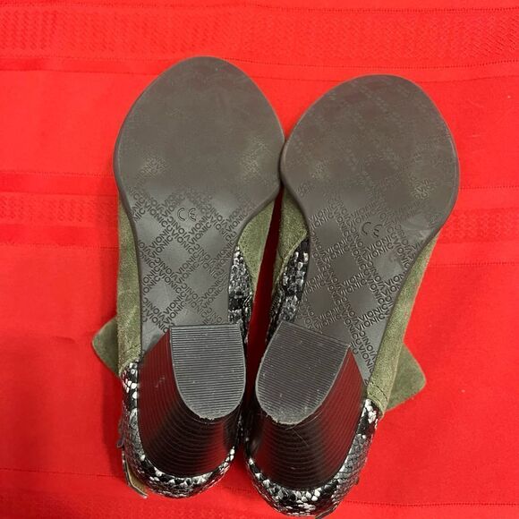 Vionic Naomi Snake Print Olive Green Wedge Ankle Boots Size 7 - Picture 8 of 10